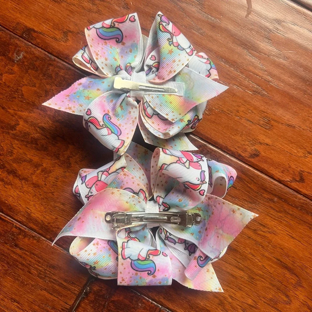 Unicorn HairBow Double Stack 5